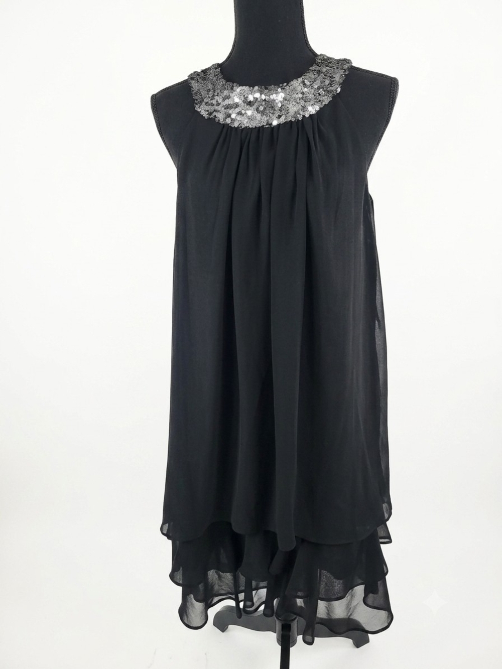 Scarlett Nite Black Midi Dress with Silver Sequin Collar